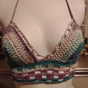 Multicolor Crochet Halter Top